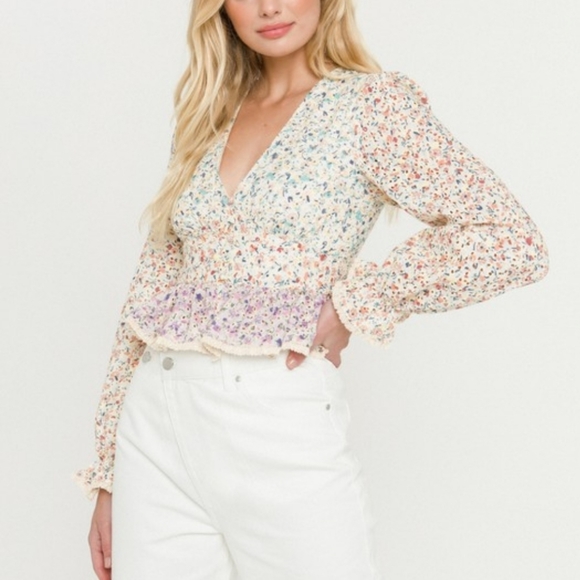 Multi Color V-Neck Blouse - Picture 3 of 7